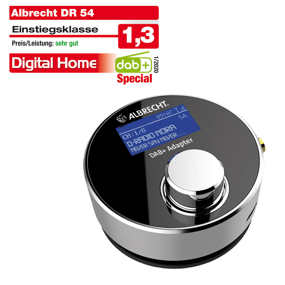 Albrecht 27254 dr 52 ca adaptateur dab +/fm radio numérique avec  écran couleur et prise d'antenne, antenne noir DR 52 CA - Conforama