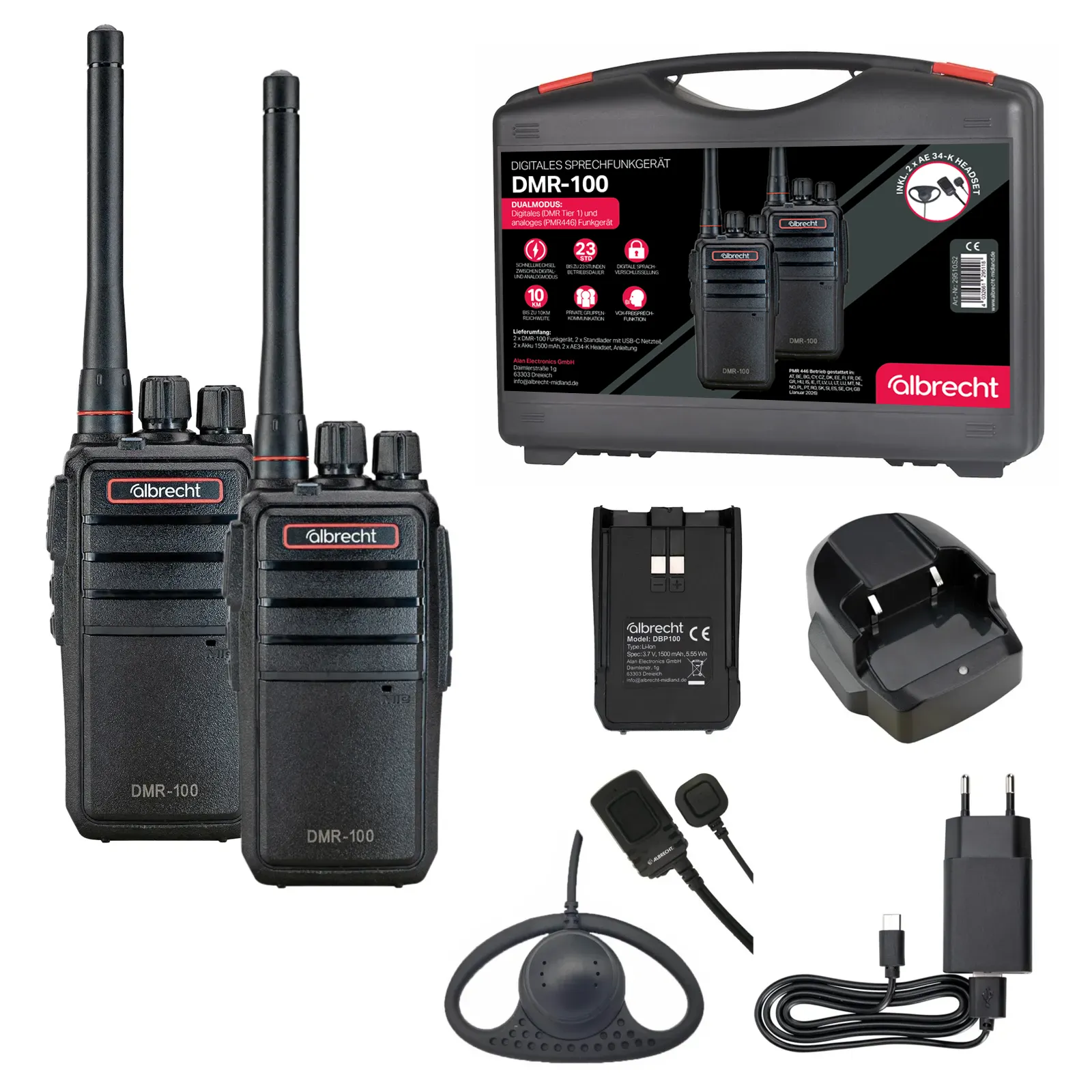 2er Set Albrecht DMR-100 digitales Funkgerät + PMR446_4032661295118_ALBRECHT_#20